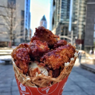 Chick'n cone chicken in waffle cone